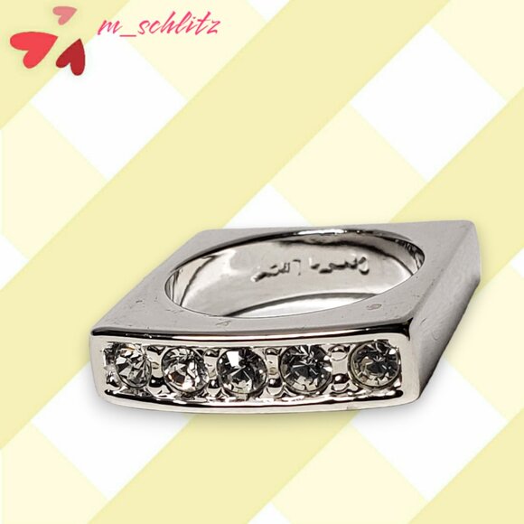 NEW - Camille Lucie Rhodium Plated Square Ring with CZ Embedded Gemstones - Picture 2 of 4